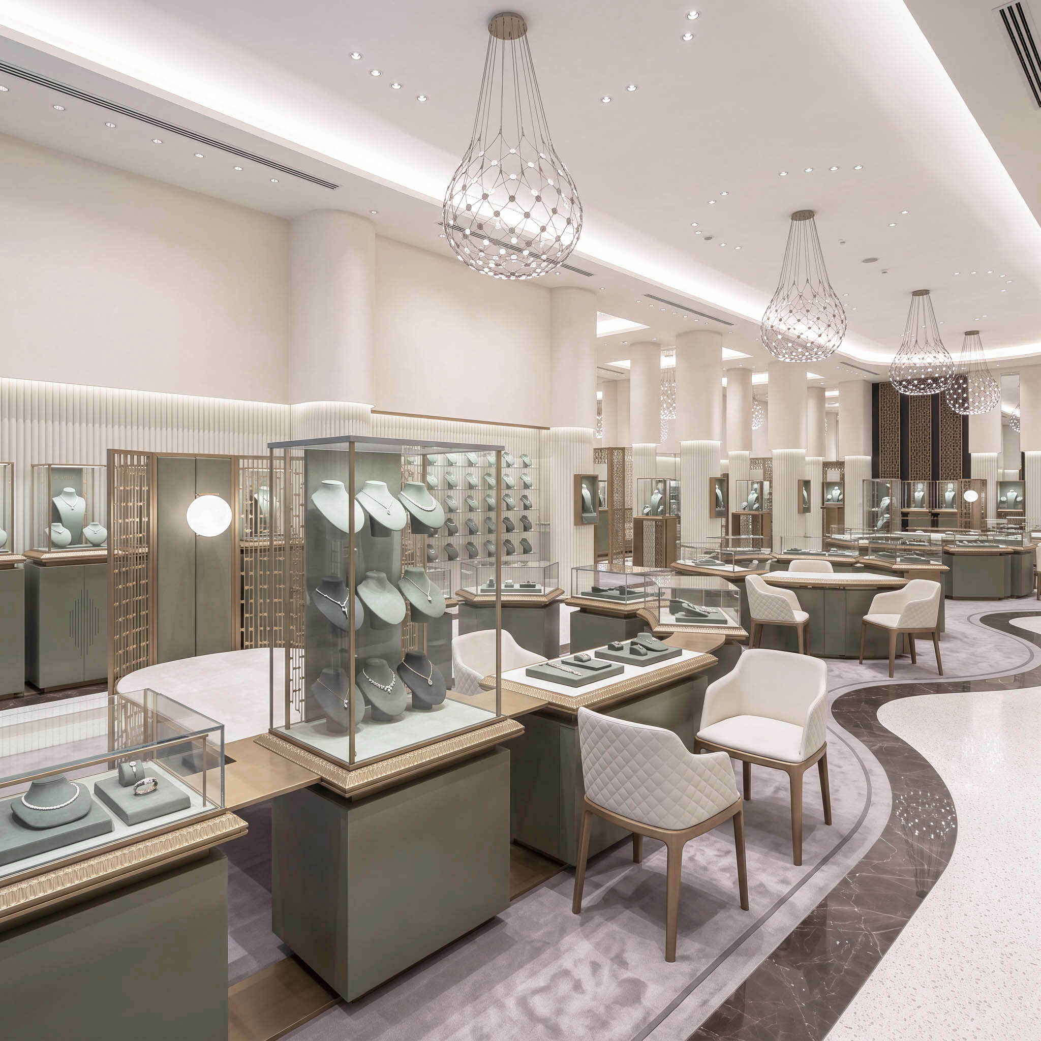 Damas — îlots et tables de vente